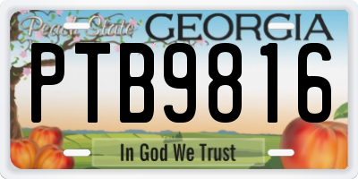 GA license plate PTB9816