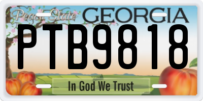 GA license plate PTB9818