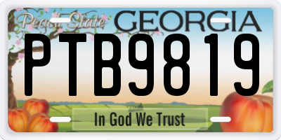 GA license plate PTB9819