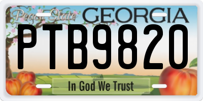 GA license plate PTB9820