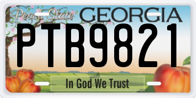 GA license plate PTB9821