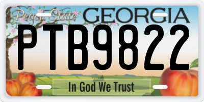 GA license plate PTB9822