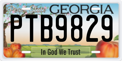 GA license plate PTB9829