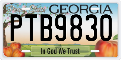 GA license plate PTB9830