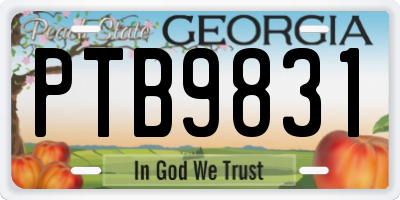 GA license plate PTB9831