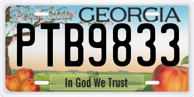 GA license plate PTB9833