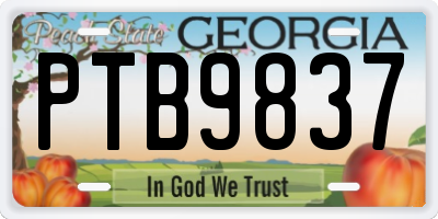 GA license plate PTB9837