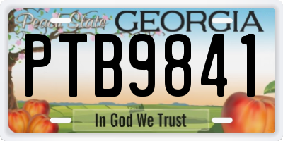 GA license plate PTB9841
