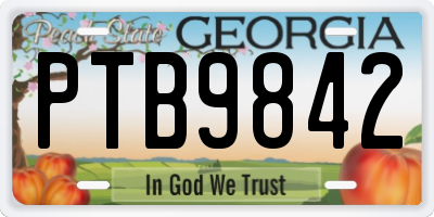 GA license plate PTB9842
