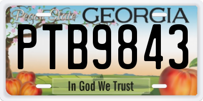 GA license plate PTB9843
