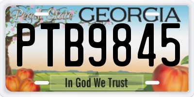 GA license plate PTB9845
