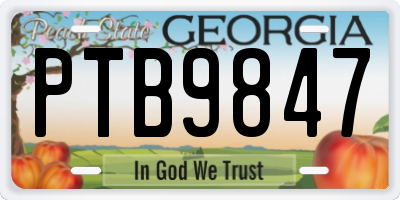GA license plate PTB9847