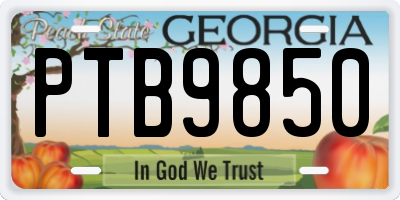GA license plate PTB9850