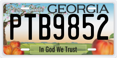 GA license plate PTB9852