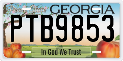 GA license plate PTB9853