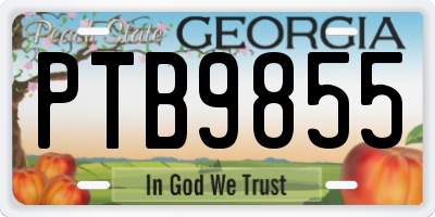 GA license plate PTB9855