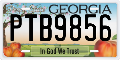 GA license plate PTB9856