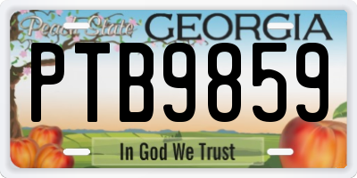 GA license plate PTB9859