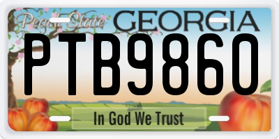 GA license plate PTB9860