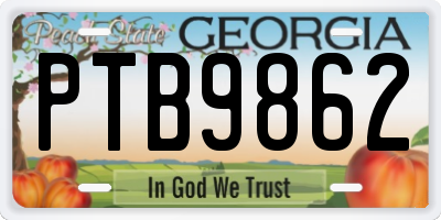 GA license plate PTB9862