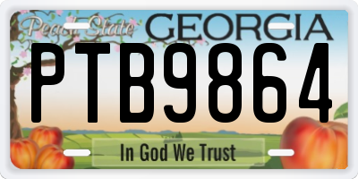 GA license plate PTB9864