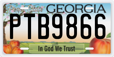 GA license plate PTB9866