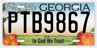 GA license plate PTB9867