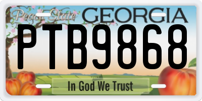 GA license plate PTB9868