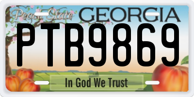 GA license plate PTB9869