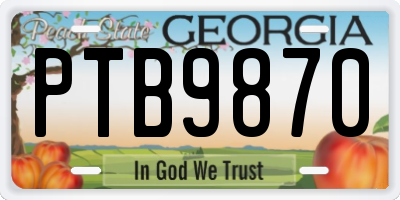 GA license plate PTB9870