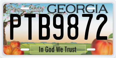 GA license plate PTB9872