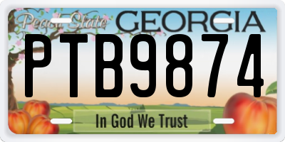 GA license plate PTB9874