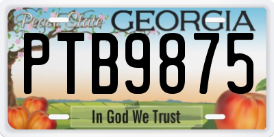 GA license plate PTB9875