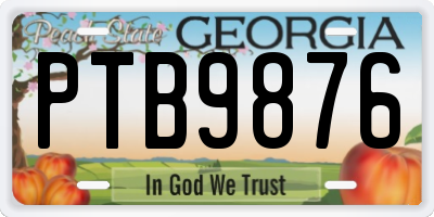 GA license plate PTB9876