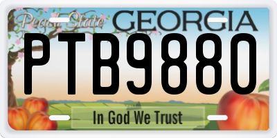 GA license plate PTB9880