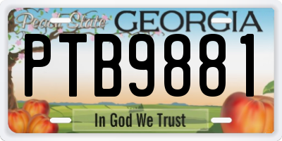 GA license plate PTB9881