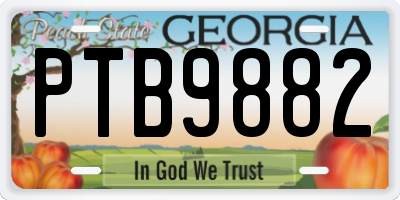 GA license plate PTB9882