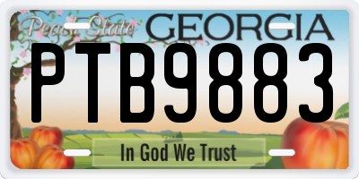 GA license plate PTB9883