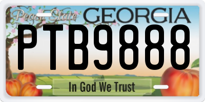 GA license plate PTB9888