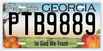 GA license plate PTB9889