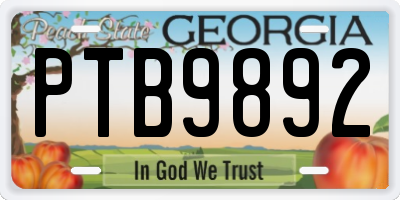 GA license plate PTB9892