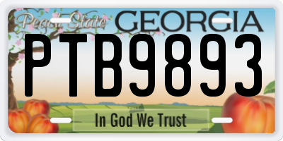 GA license plate PTB9893