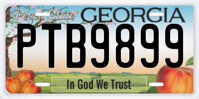 GA license plate PTB9899