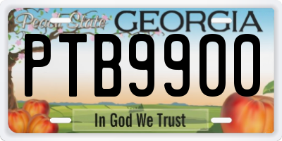 GA license plate PTB9900