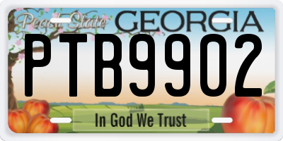 GA license plate PTB9902