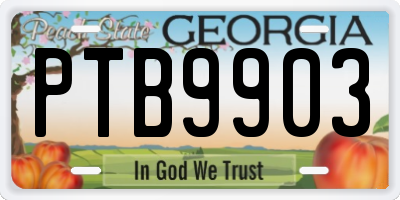 GA license plate PTB9903