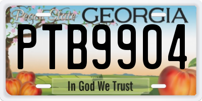 GA license plate PTB9904