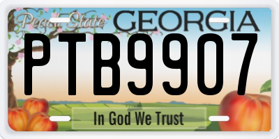 GA license plate PTB9907
