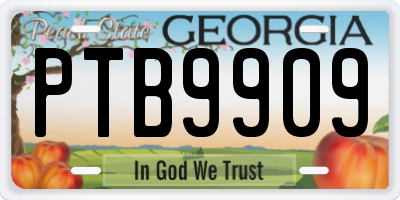 GA license plate PTB9909