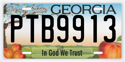 GA license plate PTB9913